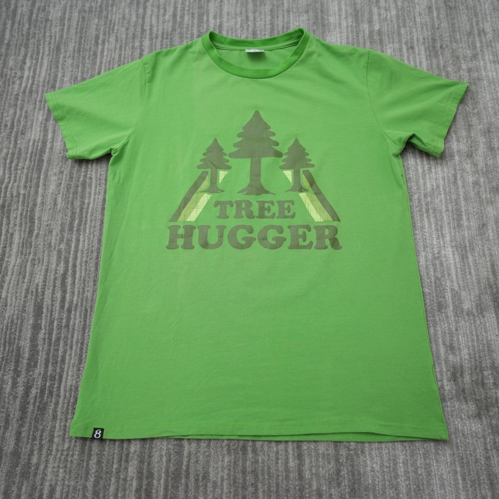 8 Billion Trees T Shirt Tree Hugger Green Cotton Spandex Crew Neck Medium